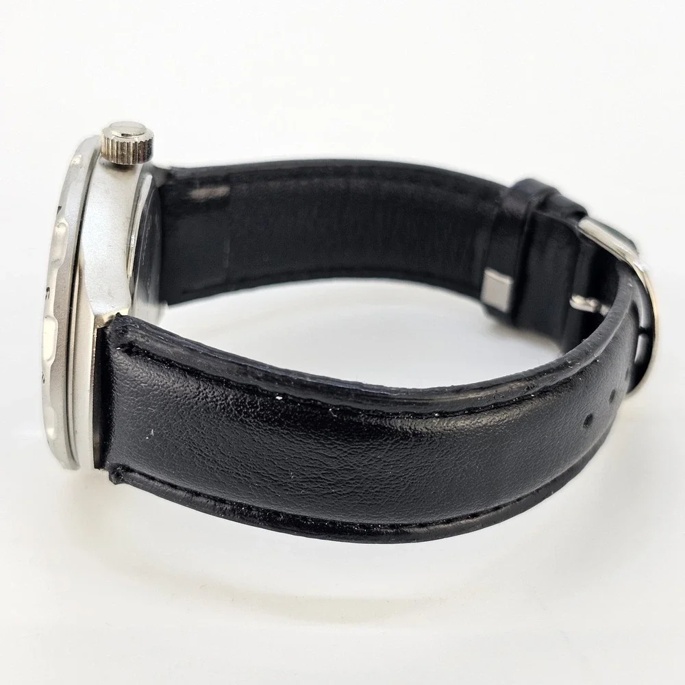 Sports Illustrated Men's Watch 40MM Black Dial Black Leather Bands New Battery